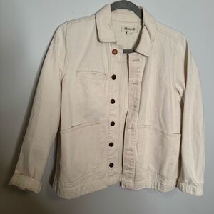 Madewell cream oversized denim jean jacket size XS jeans jacket
